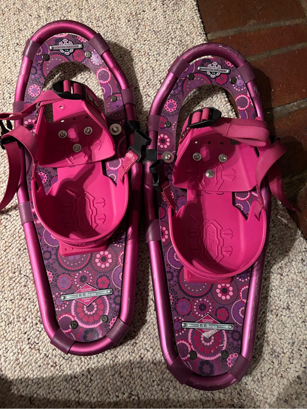 L.L. Bean kids Pink Patterned Snowshoes